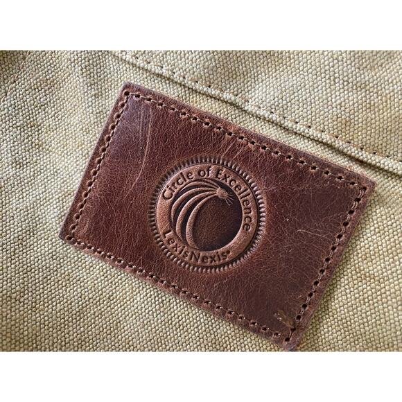 Urban Edge By Canyon Outback Tan Linen Cotton Leather Tote Travel Bag - Picture 12 of 16